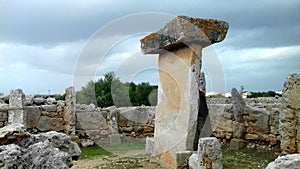 Paleolithic ruins of the town of TrepucÃÂ³ in Menorca, Spain photo