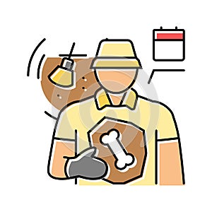 paleontologist worker color icon vector illustration