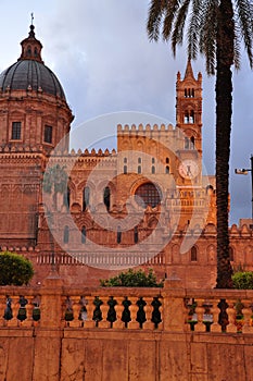 Palermo cathedral - Duomo - by night. Sicily, Italy