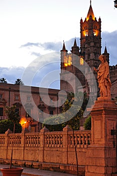 Palermo cathedral - Duomo - by night. Sicily, Italy