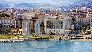 Palermo seaside in Sicily, Italy. Seafront view.