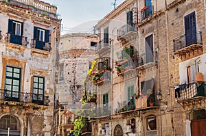 Palermo,Sicilia, Italy: Street view of the old buildings photo