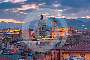 Palermo at sunset, Sicily, Italy