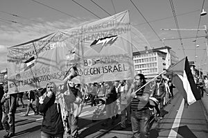 Palestina protest demonstration in ZÃÂ¼rich: People demanding sanctions against Israel