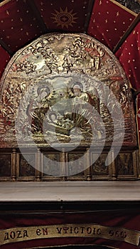 Palestine Bethlehem Beit Lehem, Orthodox Christian church, gilded iconostasis on the day of the Nativity of Christ 2023