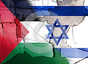 Palestine confrontation with Israel. Concept of flags. War and military. Grunge vintage cracks retro style