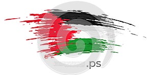Palestine flag. Brush strokes, grunge. Stripes colors of the palestinian flag on white background. Vector design national poster,