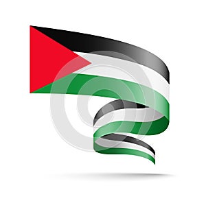 Palestine flag in the form of wave ribbon.