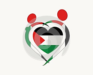 Palestine Flag Heart Emblem Abstract Symbol