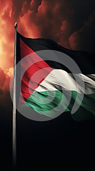 Palestine flag Palestinian flag on dark clouds - Ai generated