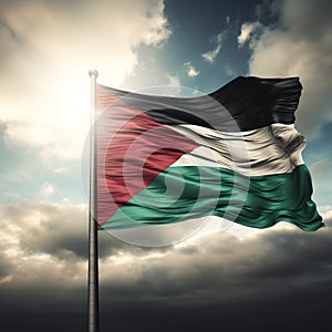 Palestine flag Palestinian flag on dark clouds - Ai generated