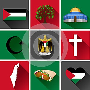 Palestine Flat Icon Set