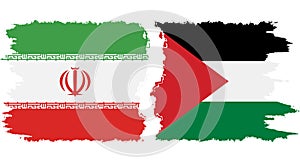 Palestine and Iran grunge flags connection vector