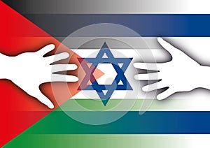 Palestine and israel flags with hands