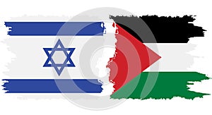Palestine and Israel grunge flags connection vector
