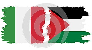 Palestine and Italy grunge flags connection vector