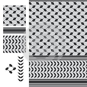 Palestine Keffieh black white seamless pattern