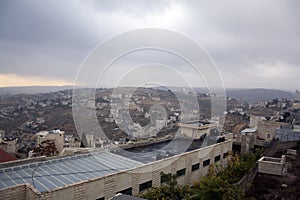 Palestine landscape. Bethlehem cityscape. Top of antiquities and residential buildings. Authentic views.