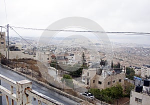 Palestine landscape. Bethlehem cityscape. Top view of antiquities and residential buildings. Authentic views.