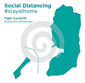 Palestine map with Social Distancing stayathome tag