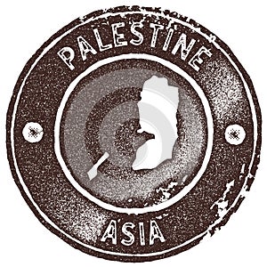 Palestine map vintage stamp.