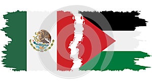 Palestine and Mexico grunge flags connection vector