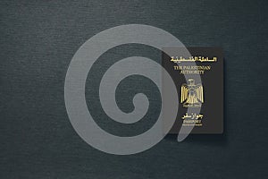 Palestine Passport on dark background with copy space - 3D Illustration