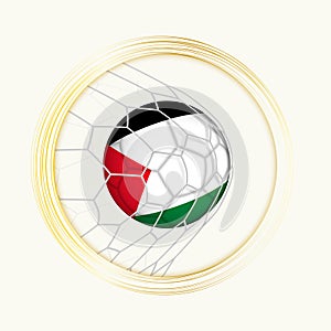 Palestine scoring goal, abstract football symbol with illustration of Palestine ball in soccer net