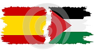 Palestine and Spain grunge flags connection vector