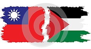 Palestine and Taiwan grunge flags connection vector