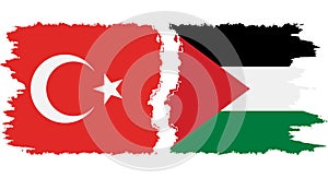 Palestine and Turkey grunge flags connection vector