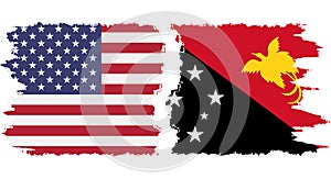 Palestine and USA grunge flags connection vector