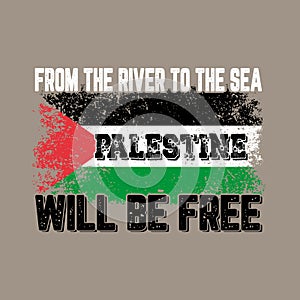 palestine will be free graphic design with distressed flag art. photo