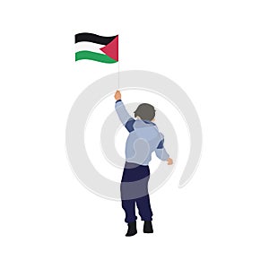 Palestinian boy with country flag photo