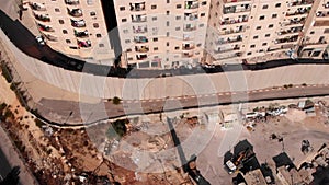 Palestinian Buildings and Security Concrete Wall Aerial View