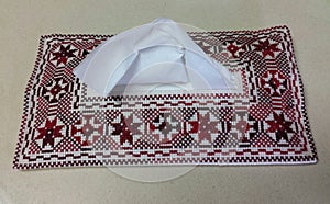 Palestinian embroidered tissue holder