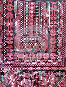 Palestinian embroidered wall hanging - red