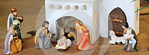 Palestinian nativity scene with holy family set in the middle