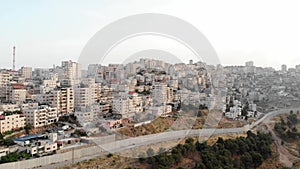 Palestinian refugees camp Anata Behind concrete Wall Aerial view