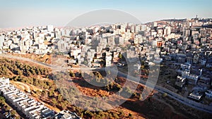 Palestinian Town Behind concrete Wall Aerial view