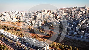 Palestinian Town Behind concrete Wall Aerial view