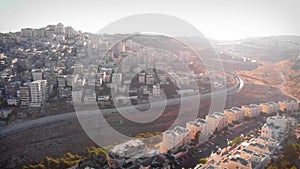 Palestinian Town Behind concrete Wall Aerial view