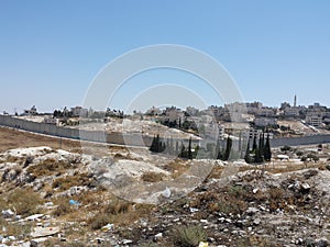 Palestinian town behind walls