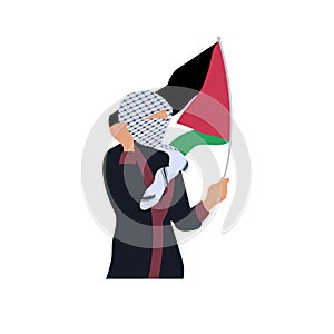 Palestinian woman with country flag photo