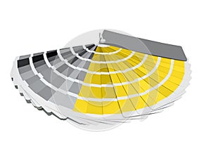 A palette of color maps, samples of yellow and gray shades. Illuminating and Ultimate Gray.