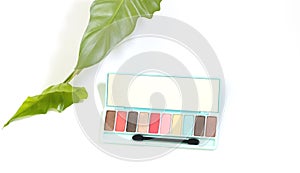 The palette of fashion beauty cosmetics with colors Pastel of spring set collection