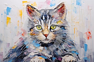 palette knife textured painting cat adorable kitty cute animal beautiful cat