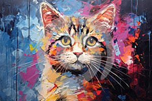 palette knife textured painting cat adorable kitty cute animal beautiful cat