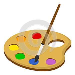 Palette and Paintbrush Flat Icon on White photo