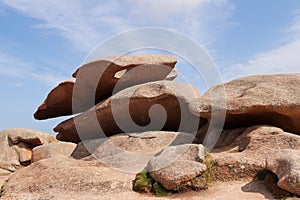 Palette of painter, bizarre rock formation on Pink Granite Coast in Brittany